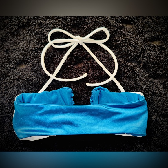 Divino Seas Ailin Dark Peacock Blue Bright White Top & Bottom Bikini Set Size XS - Picture 14 of 14